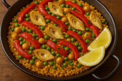 Thumbnail for Spanish-Style Saffron Rice with Chickpeas and Roasted Vegetables