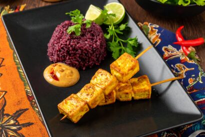 Thumbnail for Indonesian-Inspired Tofu Satay with Peanut Sauce & Coconut Rice